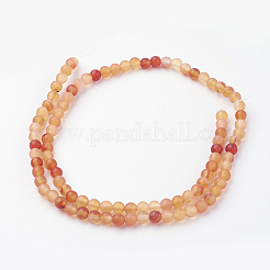 天然赤瑪瑙ビーズ連売り  ラウンド  艶消し  4~4.5mm  穴：1mm  約85~90個/連  14.9インチ（38cm）&nbsp;G-G735-64F-4mm