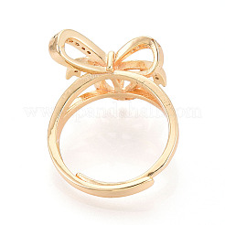 Bowknot Brass Micro Pave Clear Cubic Zirconia Adjustable Ring Settings&nbsp;KK-T076-27G