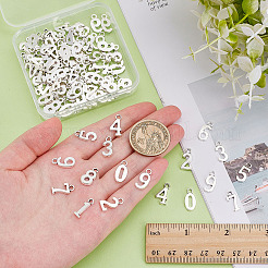 チベット風合金ペンダント12セット  数0~9  アンティークシルバー  15~15.5x5~8.5x2mm  穴：1.8mm  10個/セット&nbsp;TIBEP-ME0001-12AS