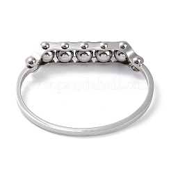 変色しない丸いビーズの304ステンレススチールのバングル  ステンレス鋼色  0.25cm～1/2インチ(1.3cm)  内径：1-3/4x2-1/4インチ（4.4x5.85cm）&nbsp;BJEW-G700-08P