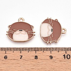 合金エナメルチャーム  鉛フリー＆カドミウムフリー  カワウソのチャーム  ゴールドカラー  シエナ  18x20x1.2mm  穴：1.6mm&nbsp;ENAM-T022-02A-02