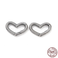 スターリングシルバースプリングゲートリング925個  ハート  アンティークシルバー  10.5x16.5x2mm  内径：4x12mm&nbsp;STER-D036-04AS