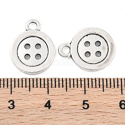 4穴ボタンチベットスタイル亜鉛合金チャーム  鉛フリー＆カドミウムフリー  アンティークシルバー  16x12.6x2mm  穴：2.5mm&nbsp;X-TIBEP-R334-167AS-RS