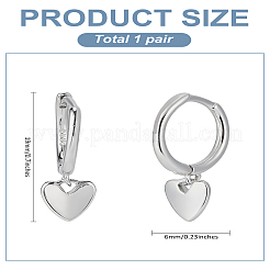1Pair Sterling Silver Heart Hoop Earrings&nbsp;EJEW-LP0001-27