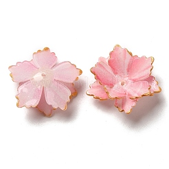 グロデンエッジフラワービーズキャップ  DIYのジュエリーには  パールピンク  27~29x10~11mm  穴：1~1.1mm&nbsp;SACR-C002-37