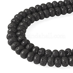 1連売り天然溶岩石ビーズ連売り  ロンデル  6.5~7x4~4.5mm  穴：0.8mm  約89個/連  15.35''（39センチメートル）&nbsp;G-TA0003-44A