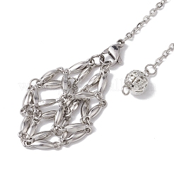 3Pcs 3 Styles 304 Stainless Steel Chain Macrame Pouch Empty Stone Holder Dowsing Pendulums&nbsp;HJEW-JM02323-02
