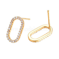 Clear Cubic Zirconia Oval Stud Earrings&nbsp;EJEW-N012-43
