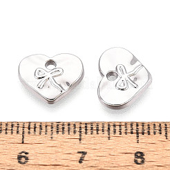 ラックメッキ合金ペンダント  ちょう結びのチャームが付いたハート  カドミウムフリー＆鉛フリー  プラチナ  10x12x2.5mm  穴：1.4mm&nbsp;PALLOY-T095-18P