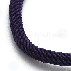 コットンコードブレスレット  真鍮のパーツと  ゴールドカラー  インディゴ  8-1/2インチ（21.5cm）〜9インチ（23cm）&nbsp;BJEW-F360-B44