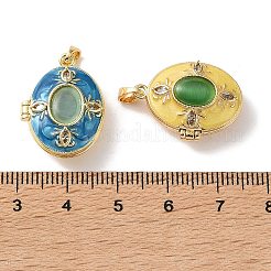 Brass Enamel Photo Locket Pendants&nbsp;KK-K305-19G