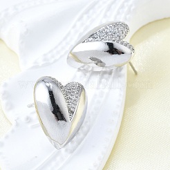 Brass Micro Pave Clear Cubic Zirconia Stud Earrings for Women&nbsp;EJEW-F363-06P