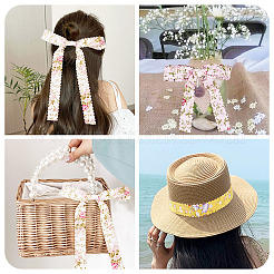 2Sets 2 Colors  Polyester Flower Printed Ribbon&nbsp;OCOR-TA0002-65
