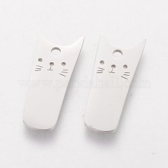 変色しない201ステンレススチールの子猫ペンダント  猫の形をした長方形  ステンレス鋼色  20x8x1.1mm  穴：1mm&nbsp;STAS-Q201-T412