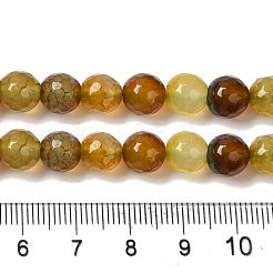 染色・加熱された天然の龍脈瑪瑙ビーズ連売り  多面カット  ラウンド  ダークチソウ  8mm  穴：1.2mm  約48個/連  14.69''（37.3センチメートル）&nbsp;G-P539-A01-26