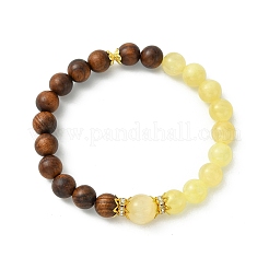 Natural African Padauk Wood & Golden Silk Jade Beaded Stretch Bracelets for Women&nbsp;BJEW-JB14100-01