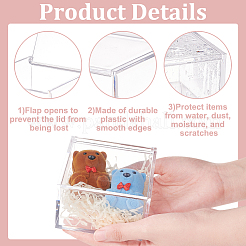 透明なプラスチックのギフト用の箱  フリップカバー付き  正方形  透明  9.9x9.9x6cm  内径：9.2x9.2x5.2のCM&nbsp;CON-WH0087-68B