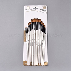 ウッドハンドルペイントブラシセット  水彩画油絵用  ホワイト  17.6~21.6x0.48~0.95cm  12個/セット&nbsp;TOOL-L006-06