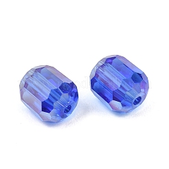電気メッキカラムガラスビーズ  ABカラーメッキ  多面カット  ブルー  9x7.5~8mm  穴：1.5mm&nbsp;EGLA-A043-02-AB14