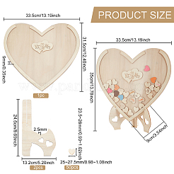 ハート型の木製ゲストブックの装飾品  結婚式のディスプレイ装飾用  ビスク  90x335x350mm&nbsp;DJEW-WH0034-80