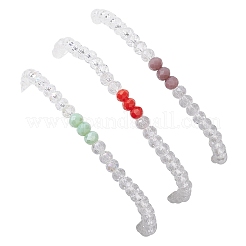 女性用電気メッキガラスビーズストレッチブレスレットセット3個  蝶のチャーム  ミックスカラー  内径：2-1/4インチ（5.8cm）&nbsp;BJEW-JB11397