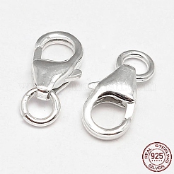 925スターリングシルバーカニカン  丸カン付き  銀  12x7x3mm  穴：3mm  約25個/20g&nbsp;STER-F014-09C