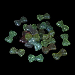 蝶結び UVメッキ 光る虹色 虹色アクリルビーズ  キラキラビーズ  暗闇で光る  ミックスカラー  29x16x8mm  穴：2.5mm&nbsp;LACR-R001-03A