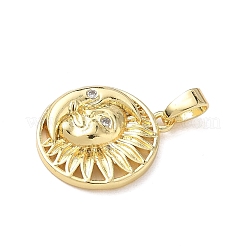Brass Micro Pave Cubic Zirconia Pendants&nbsp;KK-P334-29G