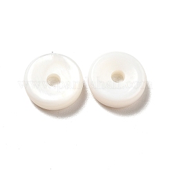 天然淡水シェルビーズ  ドーナツ/円盤  ホワイト  8x2.5mm  穴：1.5mm&nbsp;SHEL-G014-02A