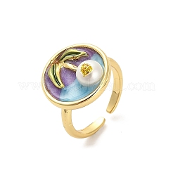 Brass Enamel Cuff Rings&nbsp;RJEW-K291-02G-02