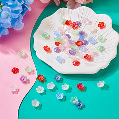 240個 6色UVメッキアクリルビーズキャップ  虹色の  5  - 花びらの花  ミックスカラー  10.5x4mm  穴：1.6mm  40個/カラー&nbsp;OACR-TA0002-94