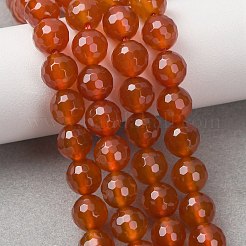 天然石カーネリアンビーズ連売り  多面カット  ラウンド  8mm  穴：1mm  約47~48個/連  15.16''（38.5センチメートル）&nbsp;G-C280-B10-8mm