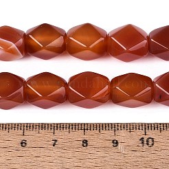 天然石赤瑪瑙ビーズ連売り  多面カット菱形  染め＆加熱  13~14x8.5~12x8.5~12mm  穴：0.9~1mm  約28個/連  15.16~15.35インチ（38.5~39cm）&nbsp;GG-N361-06A-03
