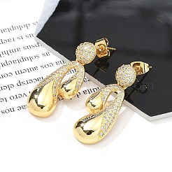 Rack Plating Brass Micro Pave Clear Cubic Zirconia Stud Earrings for Women&nbsp;EJEW-C125-21D-G