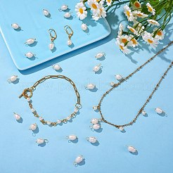 天然養殖淡水パールペンダント  本物の 18K ゴールドメッキのブラスループ付き  ライス  古いレース  16.5~17mm  穴：3mm  約50個/箱&nbsp;PEAR-SZ0001-08