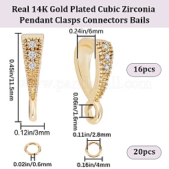 16Pcs Brass Pave Clear Cubic Zirconia Teardrop Tube Bails&nbsp;KK-BBC0008-61