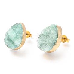 Natural Druzy Quartz Stud Earrings&nbsp;EJEW-P164-B02