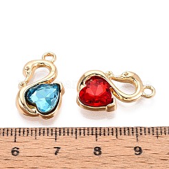 合金ラインストーンペンダント  白鳥チャーム  ゴールドカラー  ミックスカラー  20x12x4.5mm  穴：1.8mm&nbsp;PALLOY-T092-20G