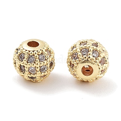 Brass Micro Pave Clear Cubic Zirconia Beads&nbsp;KK-P271-19G