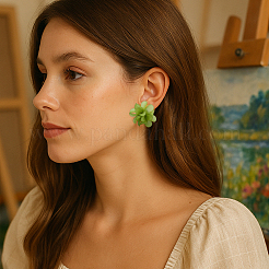 3 Pairs 3 Colors Flower Acrylic Stud Earrings&nbsp;EJEW-GO0003-16
