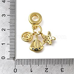 Brass Micro Pave Cubic Zirconia European Dangle Charms&nbsp;KK-Z102-21G