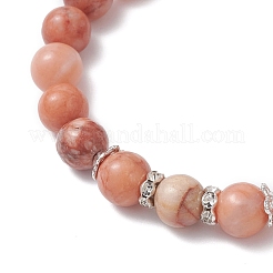 天然ピンクアベンチュリンビーズストレッチブレスレット（女性用）  ラウンド  内径：2インチ（5.1cm）&nbsp;BJEW-JB12625-01