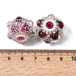 アクリルラインストーンビーズ  花  ミックスカラー  22x18mm  穴：2.8mm&nbsp;MACR-K002-01