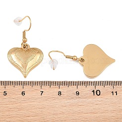 女性用304ステンレススチールダングルイヤリング  ハート  ゴールドカラー  36x20mm&nbsp;SA-CBA10D4-04G