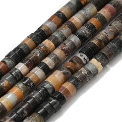天然フラワーアマゾナイトビーズ連売り  ディスク  ヒシビーズ  4x2~2.5mm  穴：0.7mm  約158~160個/連  14.96''~15.16''（38~38.5センチメートル）&nbsp;G-Z110-A06-2x4mm-01