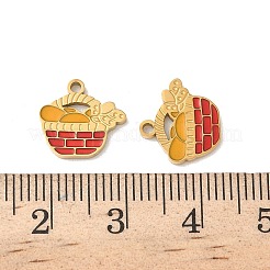 304ステンレススチールエナメルペンダント  バスケットチャーム  イオンプレーティング（ip）  18KGP本金メッキ  11x12x1.3mm  穴：1.4mm&nbsp;STAS-I351-11G