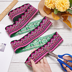 エスニック風刺繡ポリエステルリボン  服装アクセサリー  フラット  波の模様  2インチ（50mm）  約7.66ヤード（7m）/バンドル&nbsp;OCOR-WH0047-84B