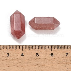 天然イチゴクオーツビーズ  多面カット  六角形の両端が尖った弾丸ビーズ  21~23x8.5~9x9.5~10mm  穴：1~1.4mm&nbsp;GG-CBAC435-07