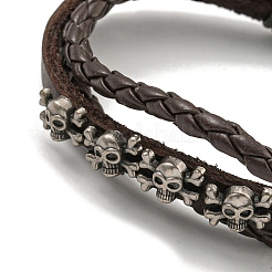 PU Imitation Leather Braided Cord Bracelets&nbsp;BJEW-P329-02A-AS