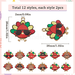 24Pcs 12 Styles Thanksgiving Day Cute Printed Alloy Pendants&nbsp;ENAM-SC0005-20